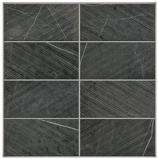 12x12 Pietra Divina Grid Mosaic Natural-Look Raked Honed Smooth Marble Tile