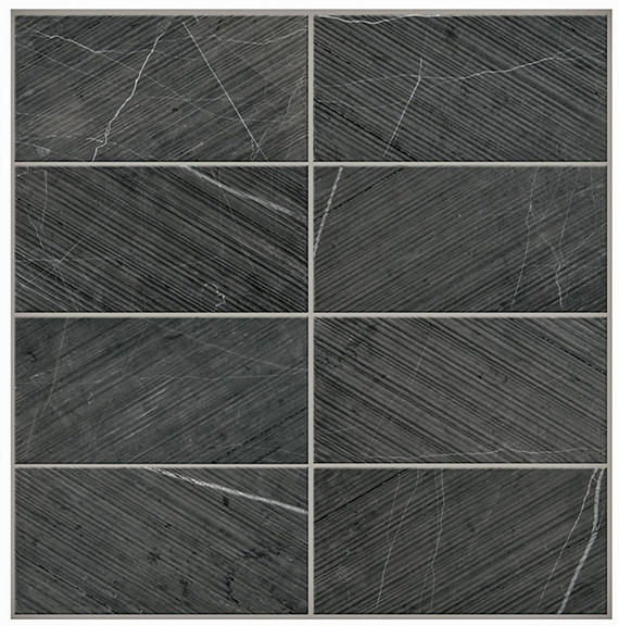 6x12 Pietra Divina Grid Mosaic Natural-Look Honed Smooth Marble Tile Black Marble