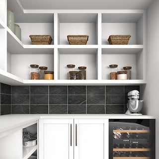 Black Marble - 12x12 Pietra Divina Grid Mosaic Natural-Look Raked Honed Smooth Marble Tile