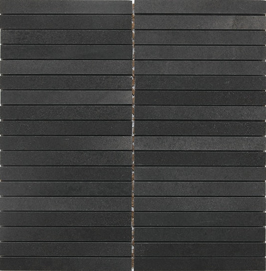 1/2x6 Stone A La Mod Linear  Mosaic Stone-Look Polished Smooth Stone Tile Charcoal Black