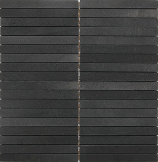Charcoal Black - 12x12 6 Stone A La Mod Linear Mosaic Stone-Look Polished Smooth Stone Tile