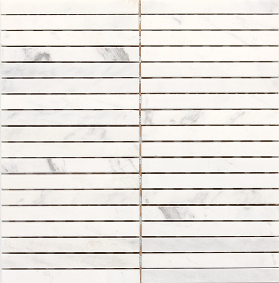 1/2x6 Stone A La Mod Linear  Mosaic Stone-Look Polished Smooth Stone Tile White Marble