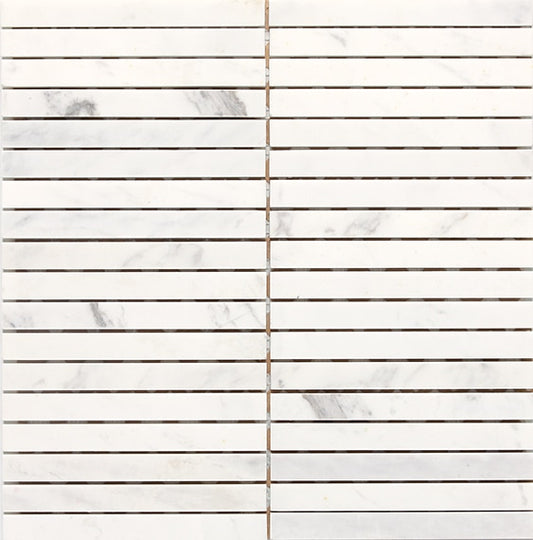 1/2x6 Stone A La Mod Linear  Mosaic Stone-Look Polished Smooth Stone Tile White Marble