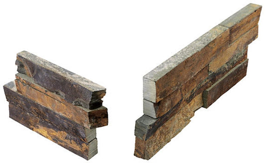 6x24 Stacked Stone Random Pattern   Stone-Look Matte Riven Quartzite Tile Rust Brown