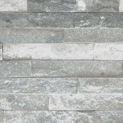 6x24 Stacked Stone Random Pattern  Mosaic Stone-Look Matte Riven Quartzite Tile Silver Ice