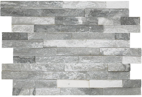 6x24 Stacked Stone Random Pattern  Mosaic Stone-Look Matte Riven Quartzite Tile Silver Ice