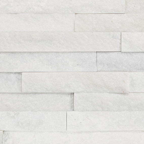 6x24 Stacked Stone Random Pattern  Mosaic Stone-Look Matte Riven Quartzite Tile Frost White