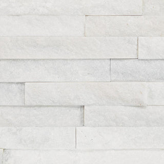 Frost White - 6x24 Stacked Stone Random Pattern Mosaic Stone-Look Matte Riven Quartzite Tile
