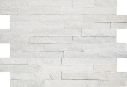 6x24 Stacked Stone Random Pattern  Mosaic Stone-Look Matte Riven Quartzite Tile Frost White