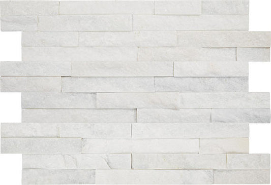 6x24 Stacked Stone Random Pattern  Mosaic Stone-Look Matte Riven Quartzite Tile Frost White