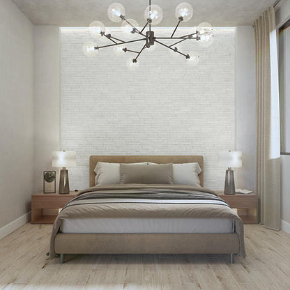 6x24 Stacked Stone Random Pattern  Mosaic Stone-Look Matte Riven Quartzite Tile Frost White