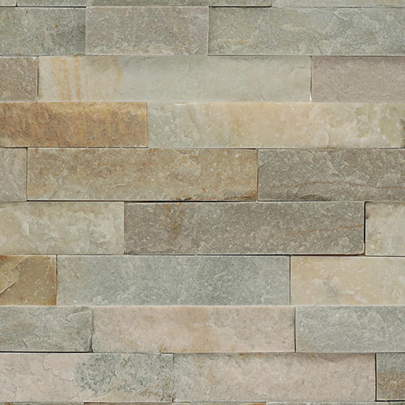 6x24 Stacked Stone Random Pattern  Mosaic Stone-Look Matte Riven Quartzite Tile Golden Slate