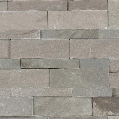 6x24 Stacked Stone Random Pattern  Mosaic Stone-Look Matte Riven Quartzite Tile Taupe Stone