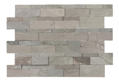 6x24 Stacked Stone Random Pattern  Mosaic Stone-Look Matte Riven Quartzite Tile Taupe Stone