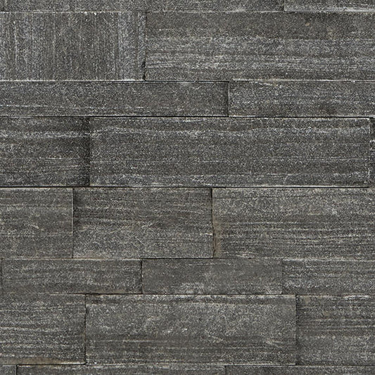 6x24 Stacked Stone Random Pattern  Mosaic Stone-Look Matte Riven Quartzite Tile Charcoal Gray