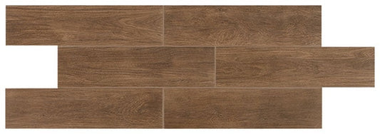 6x36 Willow Bend  Natural Wood-Look Matte Smooth Porcelain Tile Deep Brown