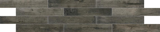 6x36 Historic Bridge  Natural Wood-Look Matte Textured Porcelain Tile Charcoal Gray