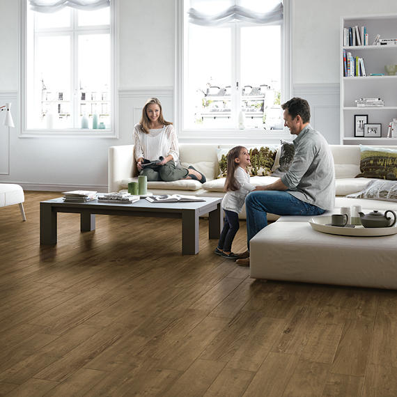 6x36 Saddle Brook  Natural Wood-Look Matte Smooth Porcelain Tile Medium Oak