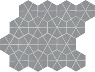 12x15 Revalia Remix Hexagon Mosaic Solid-Color Glossy 3D-Geometric Kaleidoscope Ceramic Tile