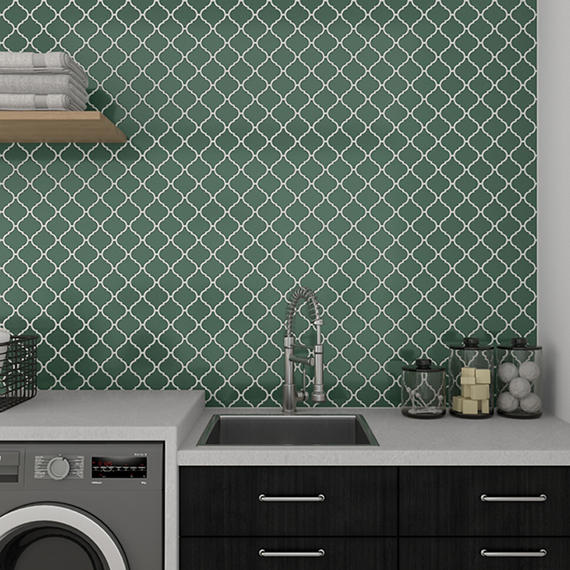 6 Mythology Arabesque  Natural Solid-Color Glossy Smooth Ceramic Tile Forest Green