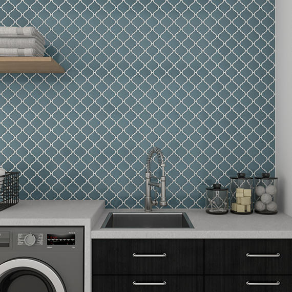 6 Mythology Arabesque  Natural Solid-Color Glossy Smooth Ceramic Tile Deep Teal