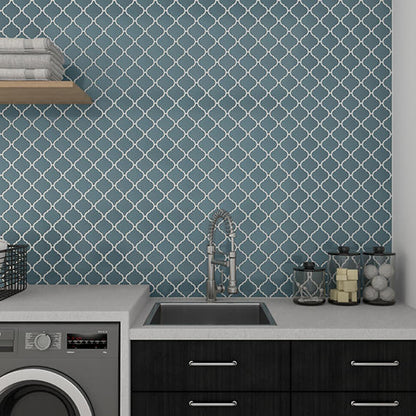 6 Mythology Arabesque  Natural Solid-Color Glossy Smooth Ceramic Tile Deep Teal