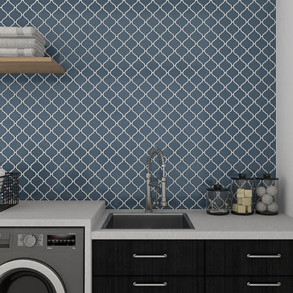 6 Mythology Arabesque  Natural Solid-Color Glossy Smooth Ceramic Tile Ocean Blue