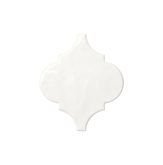 6x6 Playscapes Arabesque  Natural Solid-Color Glossy Undulated Ceramic Tile Soft White