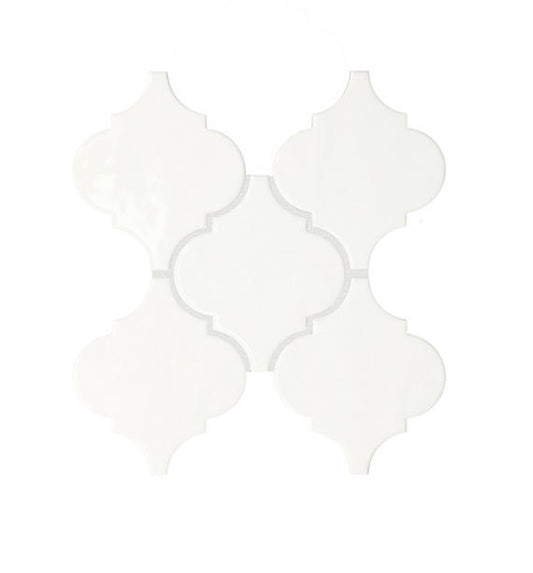 6x6 Playscapes Arabesque  Natural Solid-Color Glossy Undulated Ceramic Tile Soft White