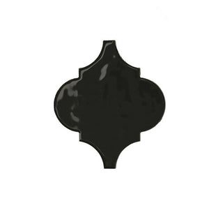 Jet Black - 6x6 Playscapes Arabesque Natural Solid-Color Glossy Undulated Ceramic Tile
