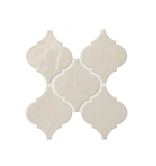6x6 Playscapes Arabesque  Natural Solid-Color Glossy Undulated Ceramic Tile Off White
