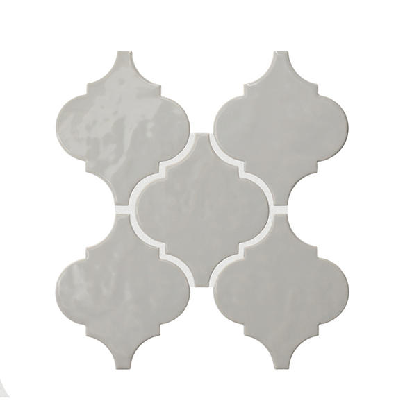 6x6 Playscapes Arabesque  Natural Solid-Color Glossy Undulated Ceramic Tile Soft Gray