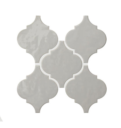 6x6 Playscapes Arabesque  Natural Solid-Color Glossy Undulated Ceramic Tile Soft Gray