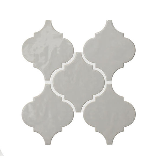 6x6 Playscapes Arabesque  Natural Solid-Color Glossy Undulated Ceramic Tile Soft Gray
