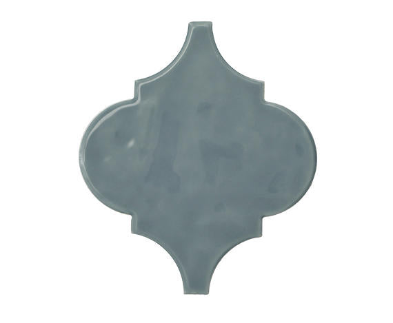 6x6 Playscapes Arabesque  Natural Solid-Color Glossy Undulated Ceramic Tile Slate Blue
