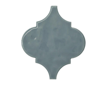 6x6 Playscapes Arabesque  Natural Solid-Color Glossy Undulated Ceramic Tile Slate Blue