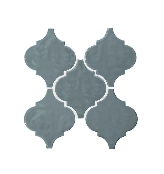 6x6 Playscapes Arabesque  Natural Solid-Color Glossy Undulated Ceramic Tile Slate Blue