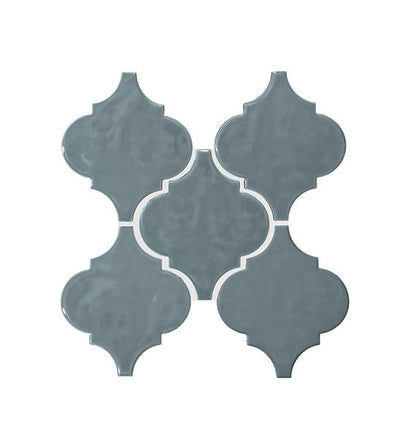 6x6 Playscapes Arabesque  Natural Solid-Color Glossy Undulated Ceramic Tile Slate Blue