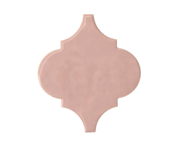 6x6 Playscapes Arabesque  Natural Solid-Color Glossy Undulated Ceramic Tile Blush Pink