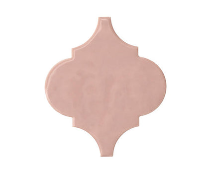 6x6 Playscapes Arabesque  Natural Solid-Color Glossy Undulated Ceramic Tile Blush Pink