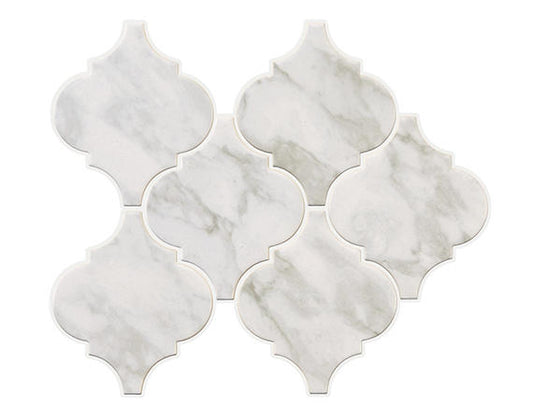 6 Marble Obsession Arabesque  Mosaic Marble-Look Matte Smooth Porcelain Tile Soft Marble