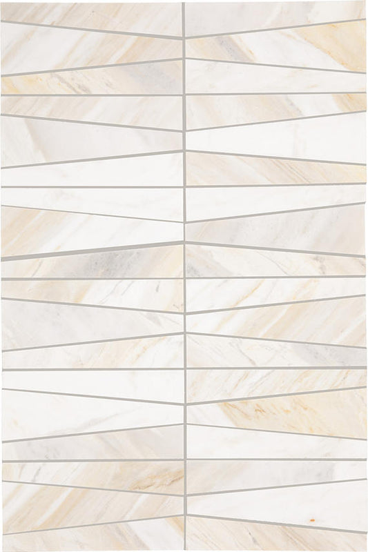 6 Perfit Mosaix Trapezoid Linear  Mosaic Marble-Look Honed Smooth Stone Tile Ivory Gold