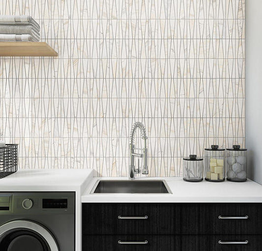 12x18 Perfit Mosaix Trapezoid Linear Mosaic Marble-Look Honed Smooth Stone Tile