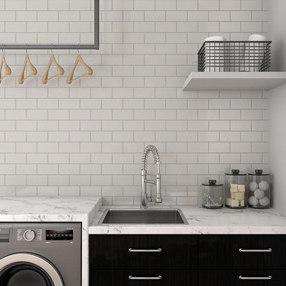 3x6 Amity  Natural Solid-Color Glossy Smooth Glass Tile Glass White