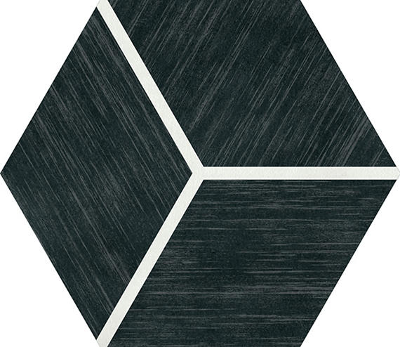 81/2x10 Bee Hive Medley Hexagon Rhombille Cube  Patterned Concrete-Look Matte Smooth Porcelain Tile Charcoal Black