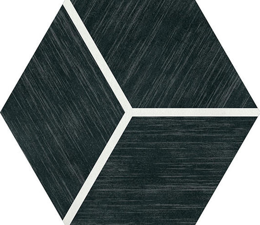 81/2x10 Bee Hive Medley Hexagon Rhombille Cube  Patterned Concrete-Look Matte Smooth Porcelain Tile Charcoal Black