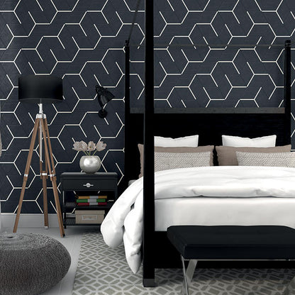 81/2x10 Bee Hive Medley Hexagon Rhombille Cube  Patterned Concrete-Look Matte Smooth Porcelain Tile Charcoal Black