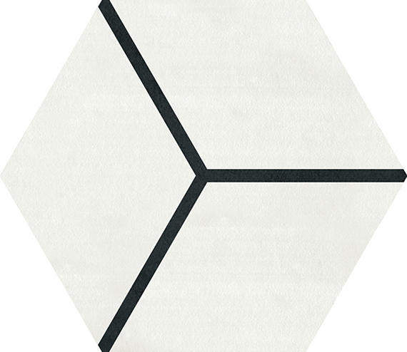 81/2x10 Bee Hive Medley Hexagon Rhombille Cube  Patterned Concrete-Look Matte Smooth Porcelain Tile Soft White