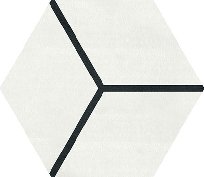 81/2x10 Bee Hive Medley Hexagon Rhombille Cube  Patterned Concrete-Look Matte Smooth Porcelain Tile Soft White