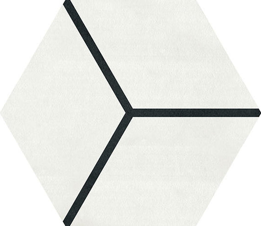 81/2x10 Bee Hive Medley Hexagon Rhombille Cube  Patterned Concrete-Look Matte Smooth Porcelain Tile Soft White